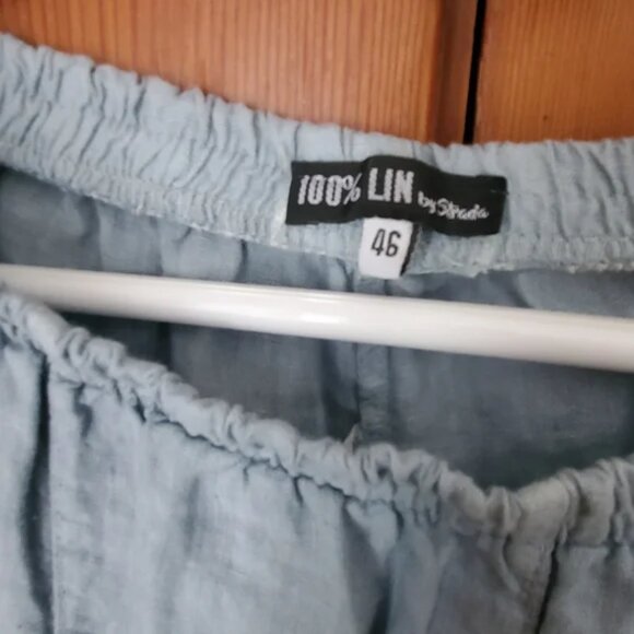 Baby Blue 100% European Linen Lagenlook Lantern Balloon Pants - Picture 9 of 9